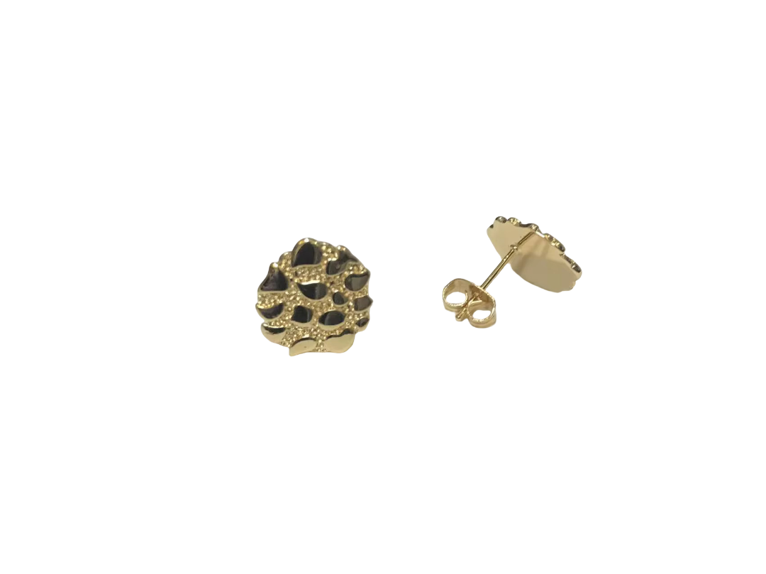18K Gold Textured Nugget Earrings