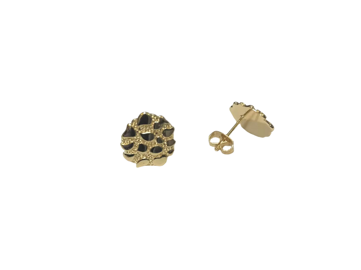 18K Gold Textured Nugget Earrings