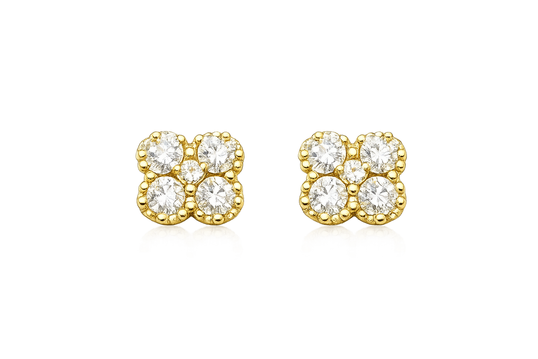 8mm Four Circle Dainty Earrings