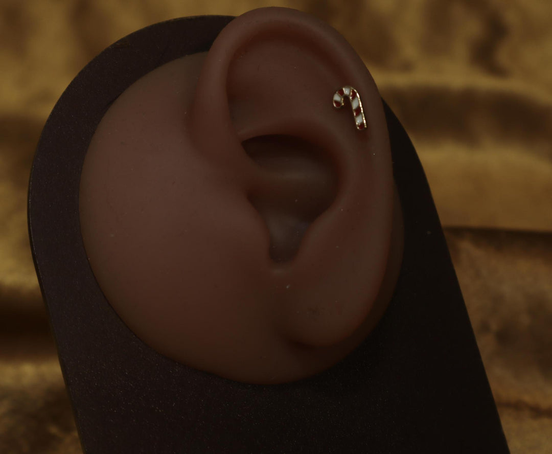 Candy Cane Christmas Cartilage Piercing