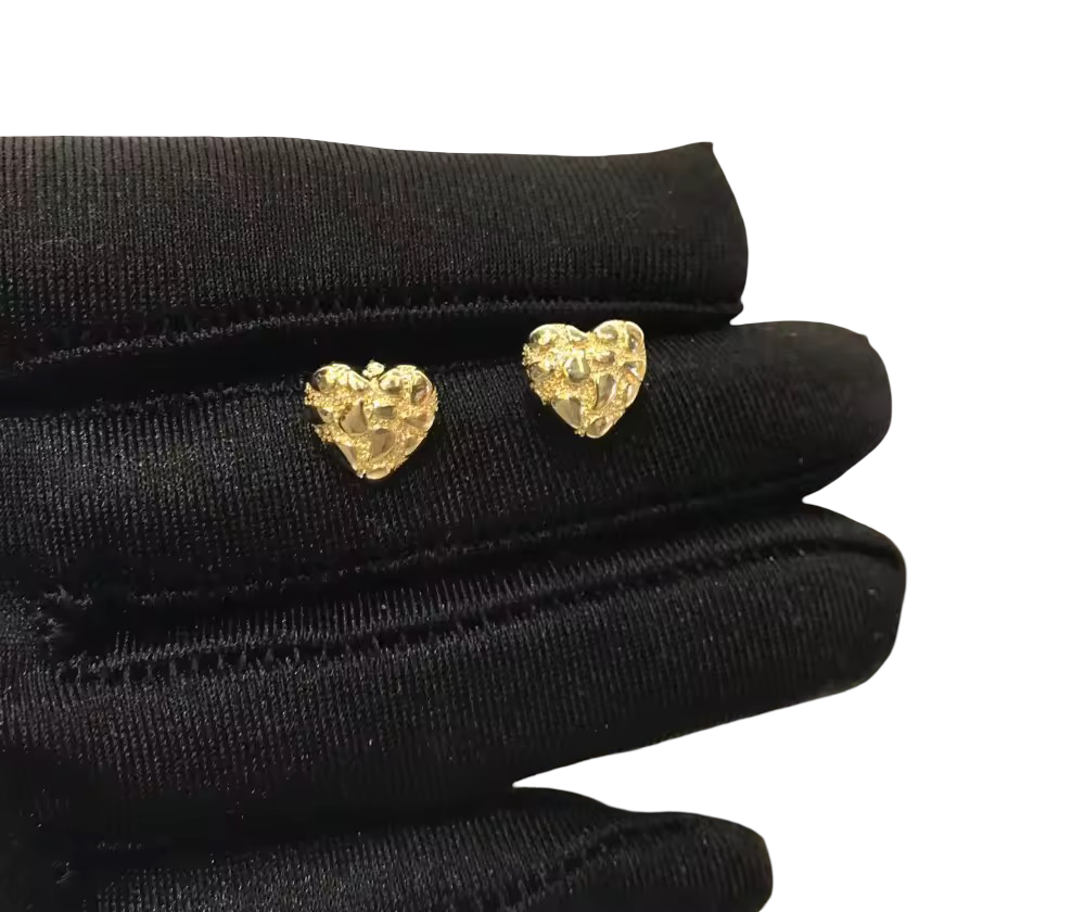 Heart Nugget 18K Gold Earrings