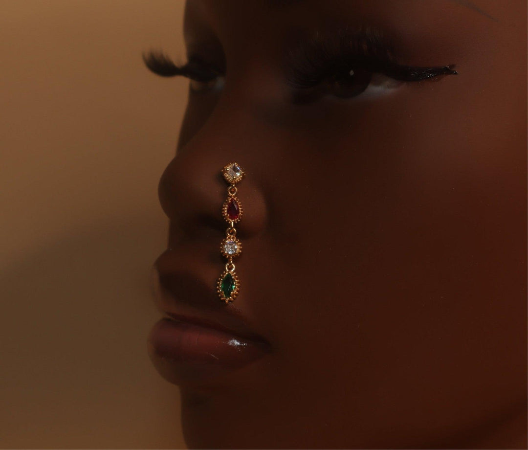 Positivity Dangle Gem Nose Stud Piercing Jewelry