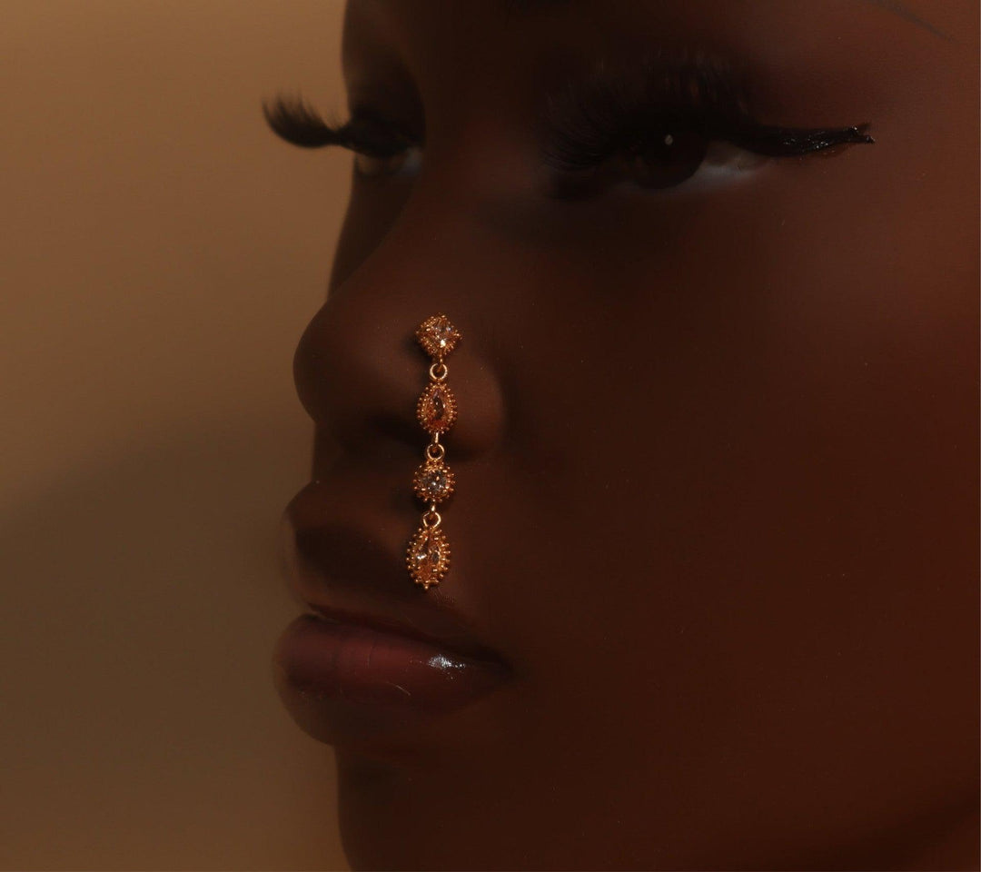 Positivity Dangle Gem Nose Stud Piercing Jewelry