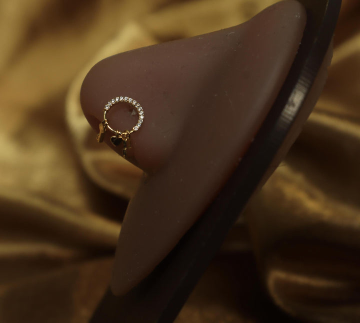 Circle Lock Heart Key Nose Stud