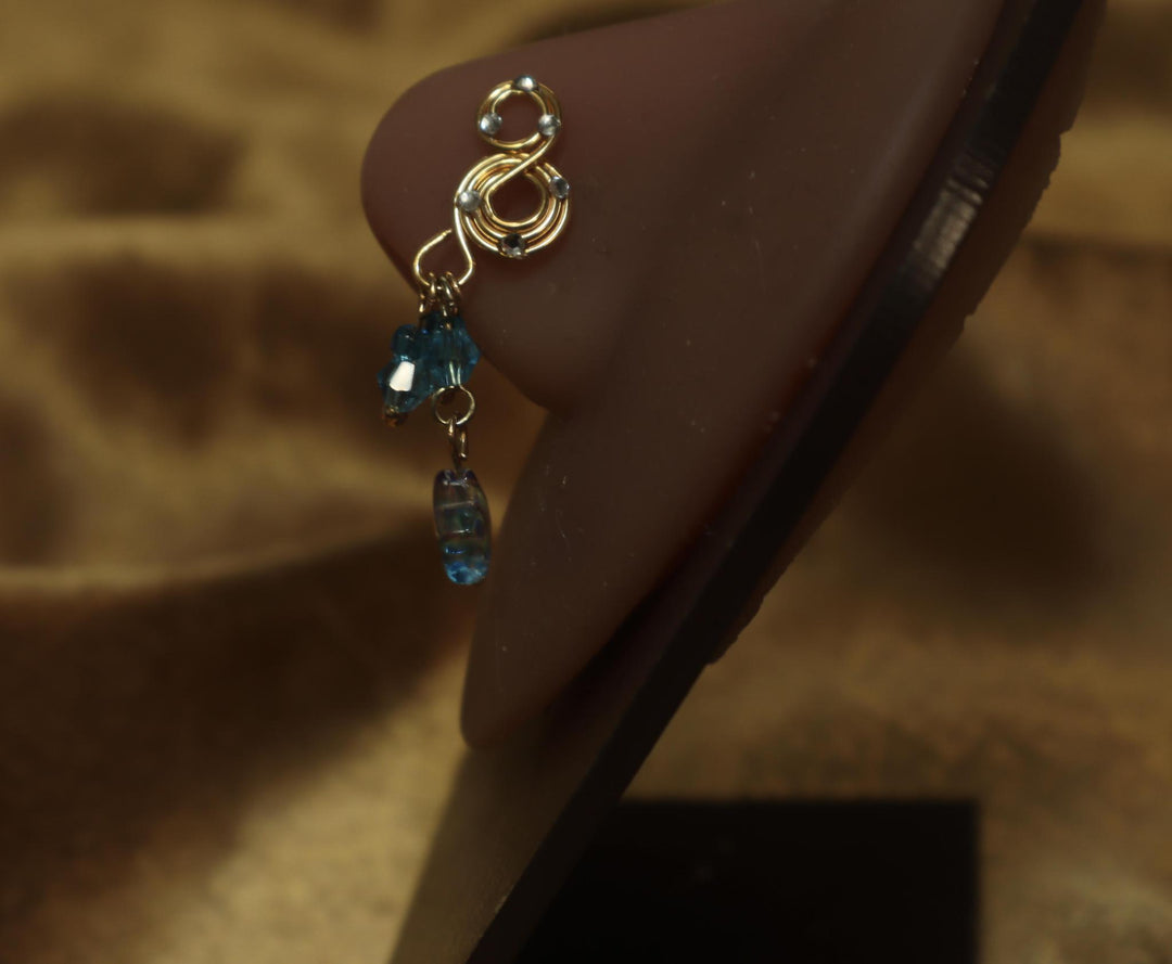 Two Swirl Top Wire with Dangle Blue and Dangle Star Charm