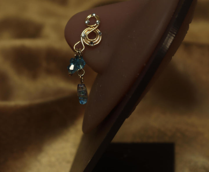 Two Swirl Top Wire with Dangle Blue and Dangle Star Charm