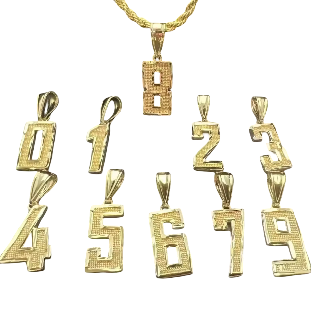 Gold Nugget Number Necklace