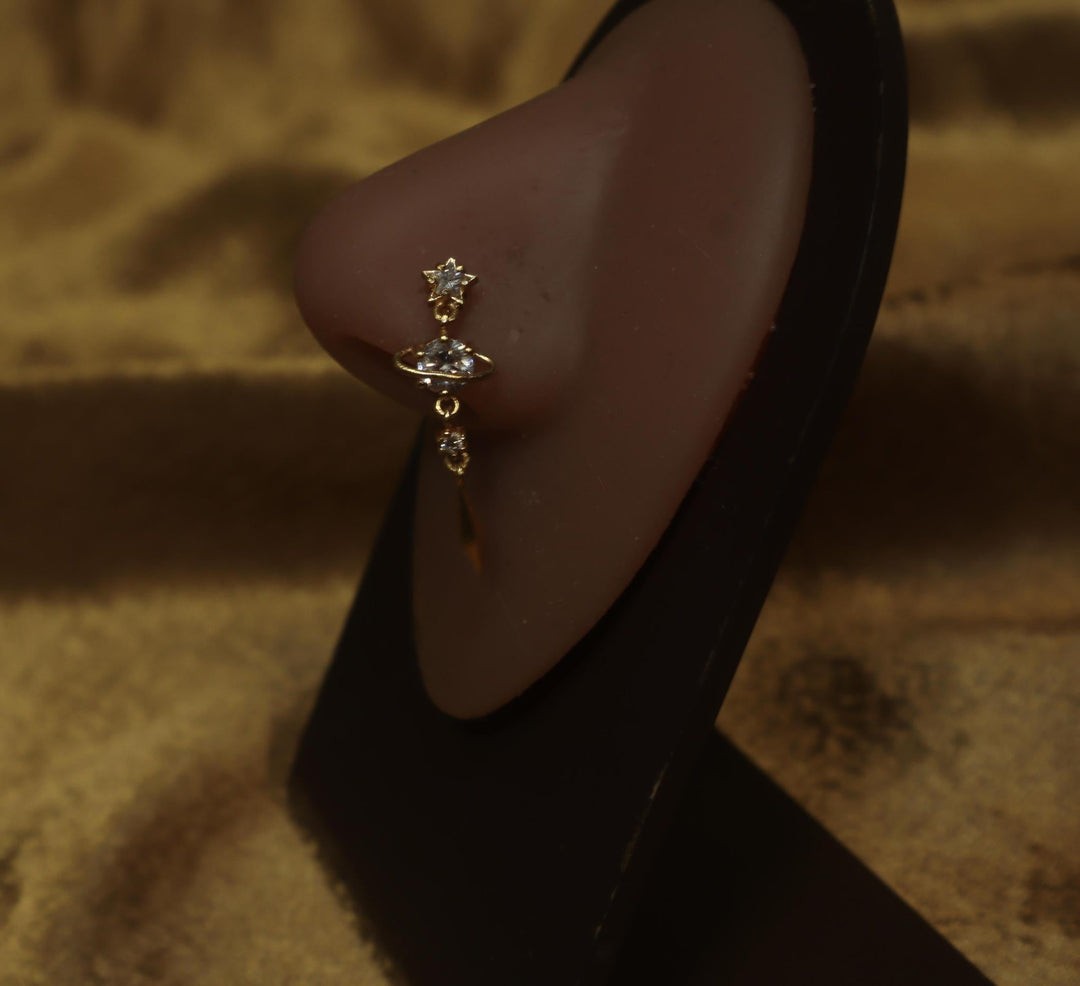 Dangle Two Gem Orb Nose Stud - YoniDa'Punani