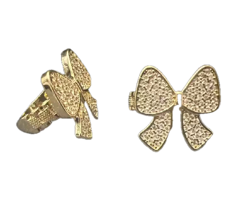 18K Gold Iced Bow Statement Ring
