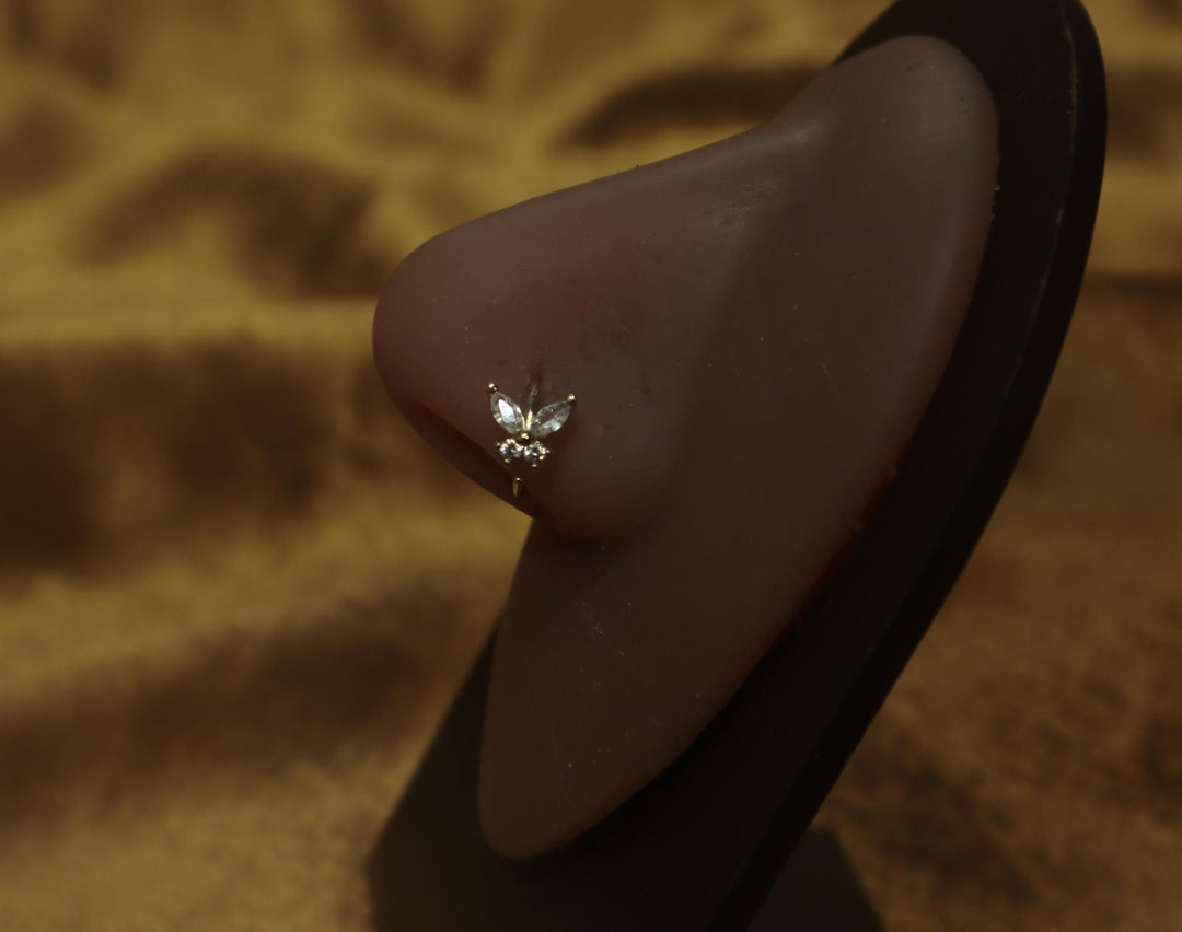 Nature Gemstone Butterfly Nose Hoop