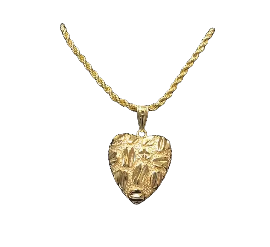 Gold Tiny Nugget Heart Necklace