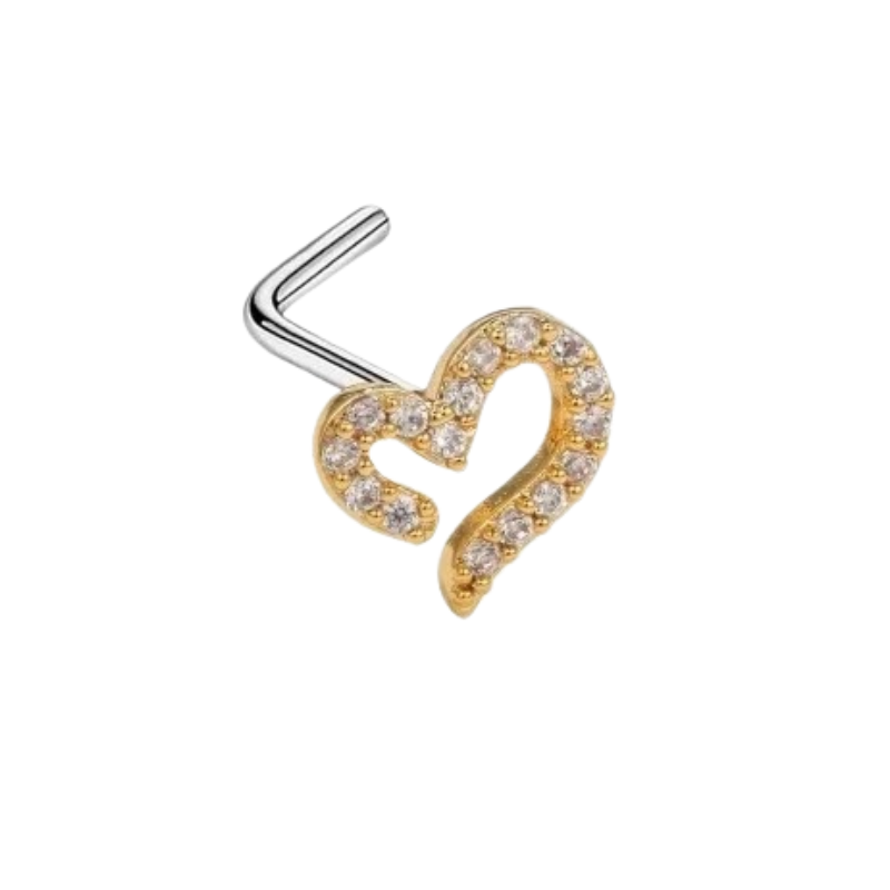 Y2K 20G CURVE HEART NOSE STUD PIERCING