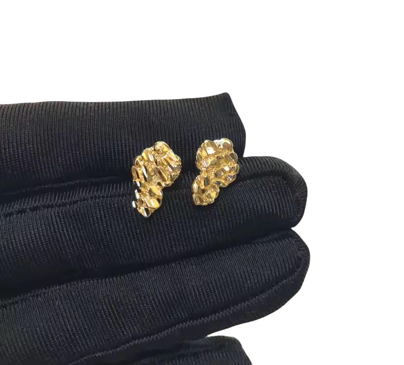 Authentic 18K Gold African Nugget Stud Earrings