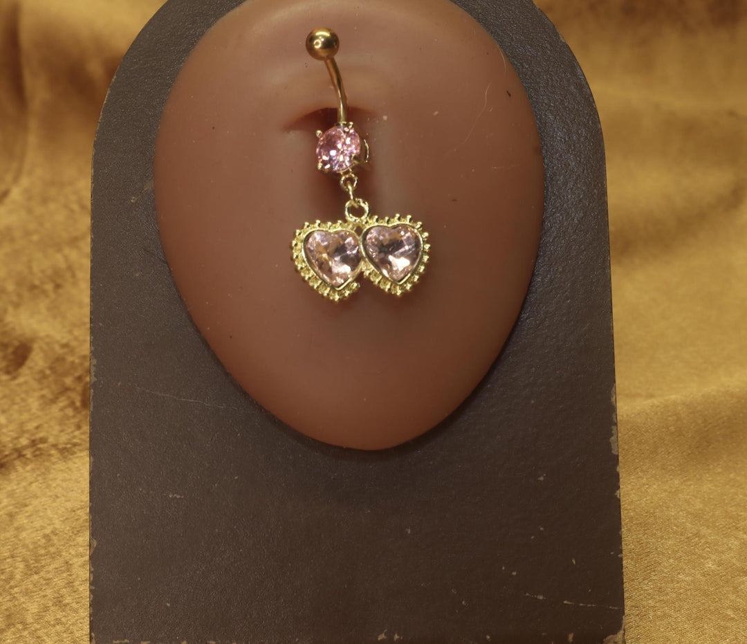 Double Heart Belly Button Navel Piercing