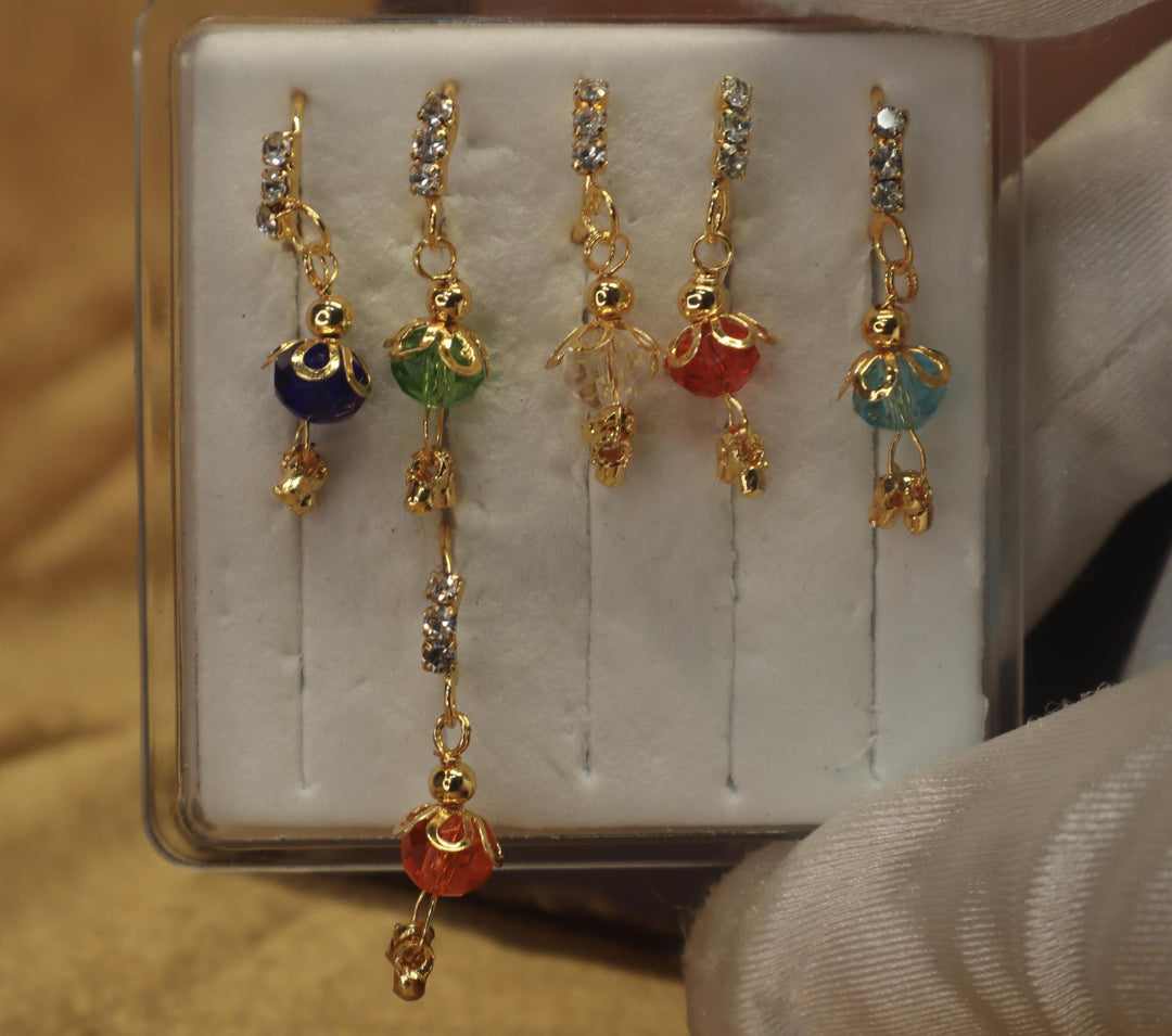 Versatile Dangling nose Hoop One Ball and Two Dangling Balls