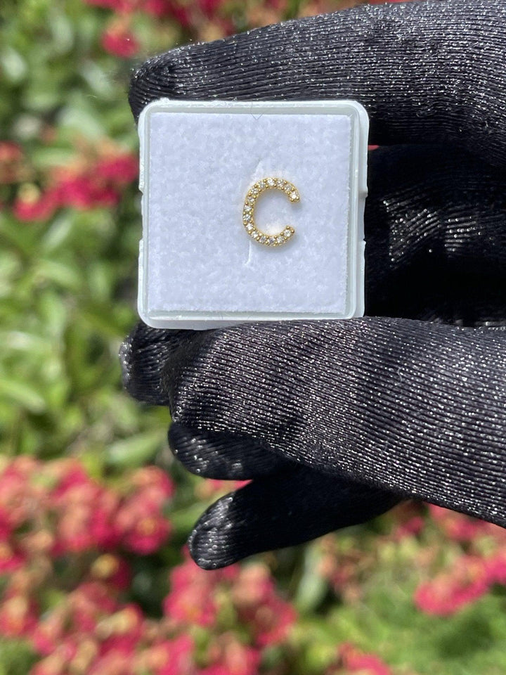 Cubic Zircon Initial Alphabet Nose Stud Piercing Jewelry