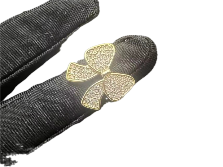 18K Gold Iced Bow Statement Ring