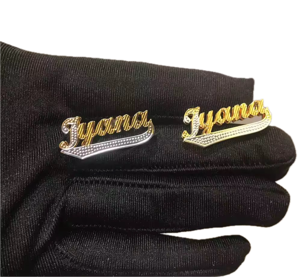 Custom 18K Gold Double Layer Nameplate Earrings