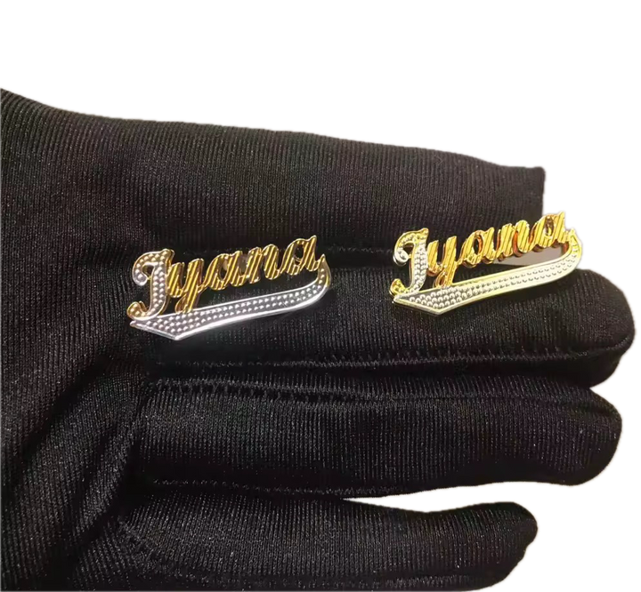 Custom 18K Gold Double Layer Nameplate Earrings