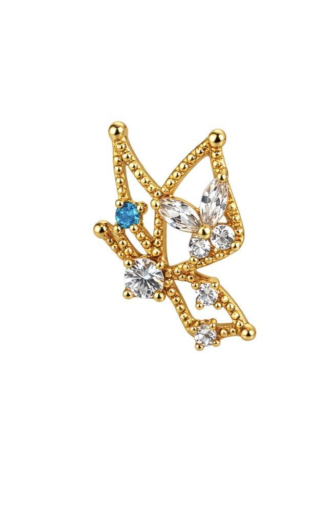 20G Iced Butterfly L Nose Stud