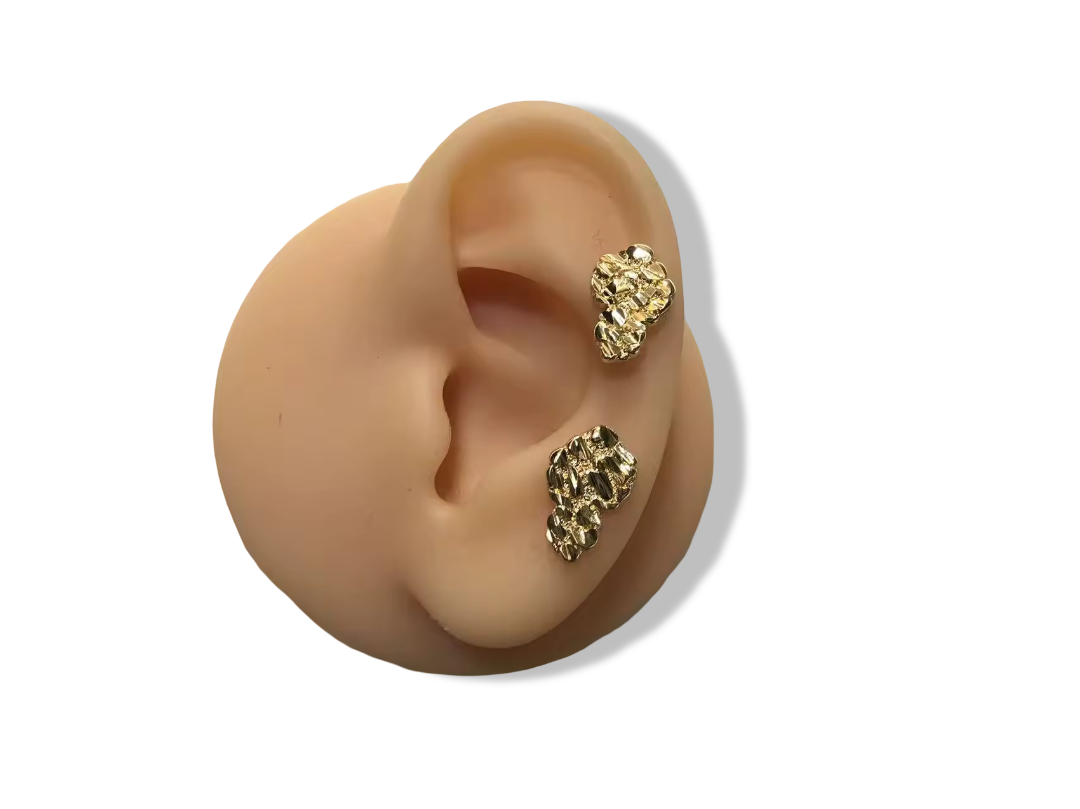 Authentic 18K Gold African Nugget Stud Earrings