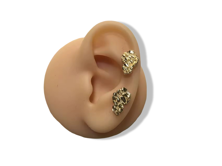 Authentic 18K Gold African Nugget Stud Earrings