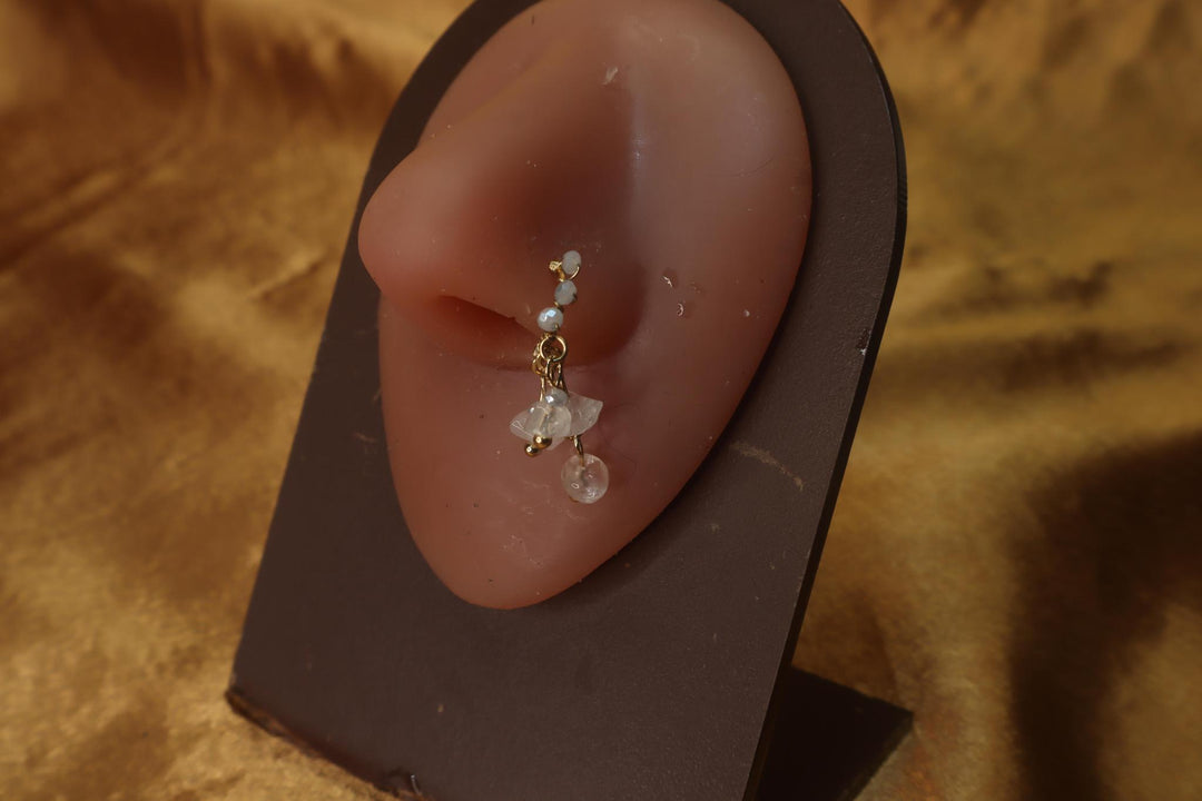 Trendy White Crystal Nose Hoop Piercing Dangling Charm