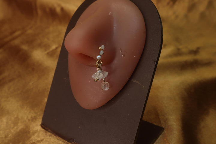Trendy White Crystal Nose Hoop Piercing Dangling Charm