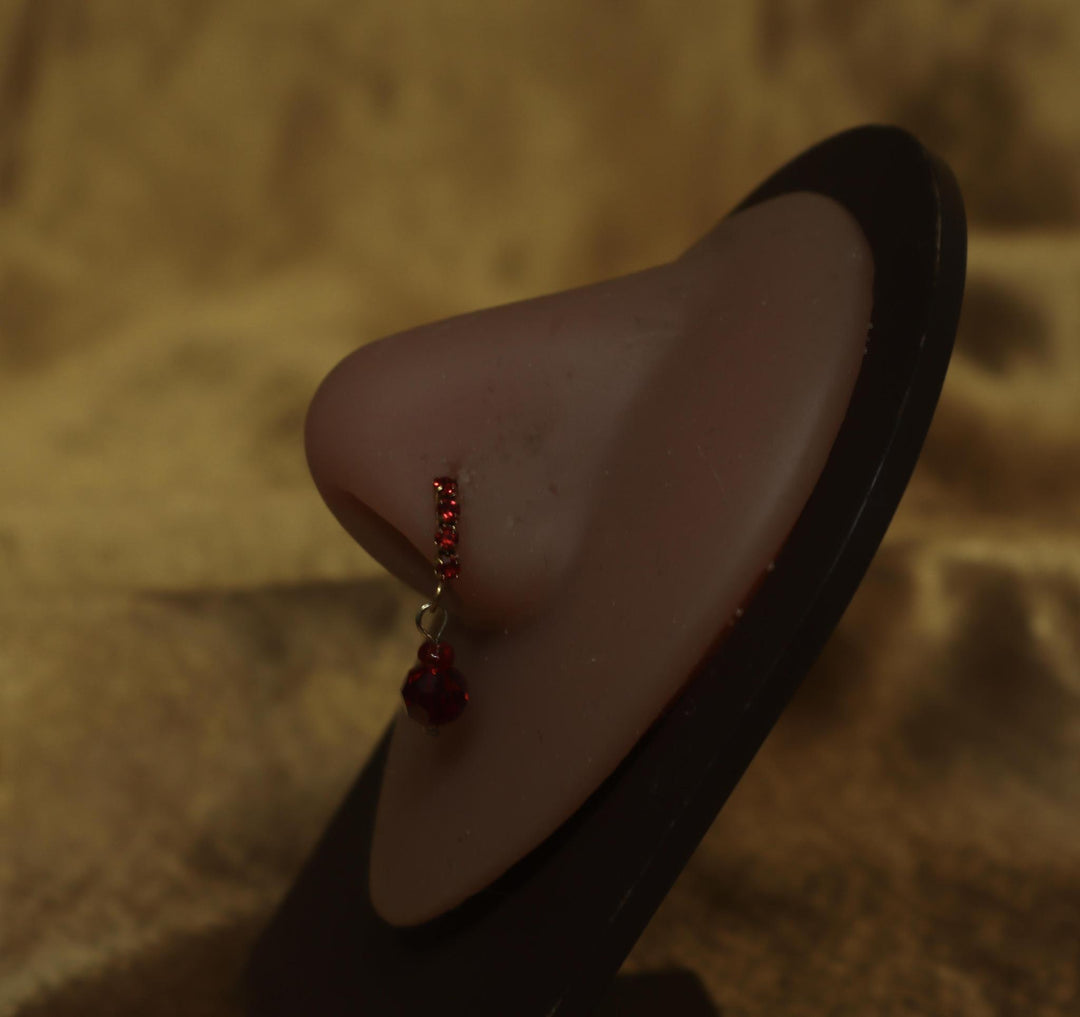 Red Fall Two Balls Dangle Nose Hoop