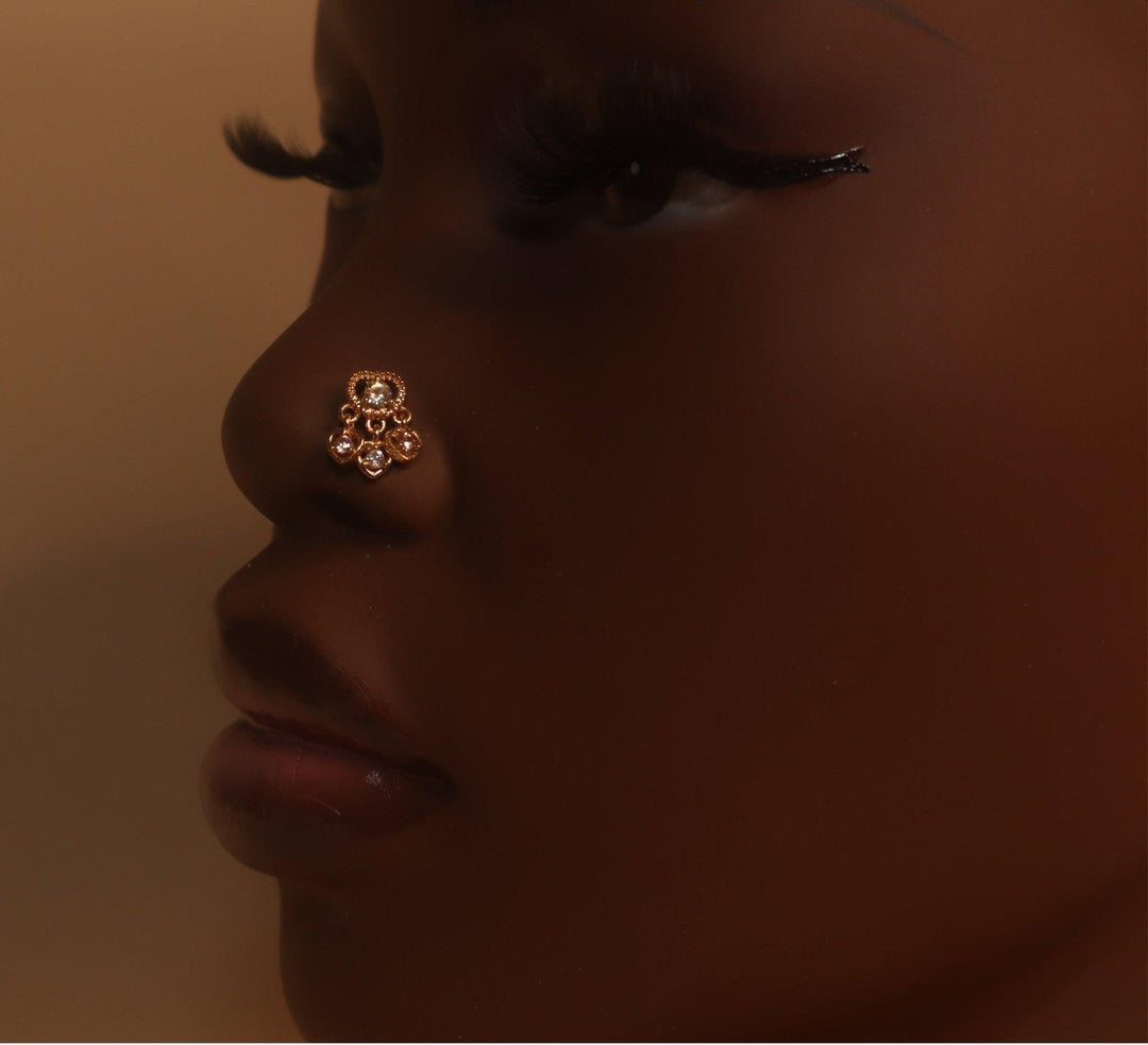 Sawyer Three Heart Nose Stud Jewelry Piercing