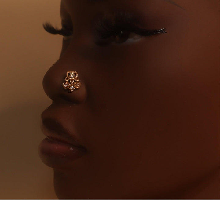 Sawyer Three Heart Nose Stud Jewelry Piercing