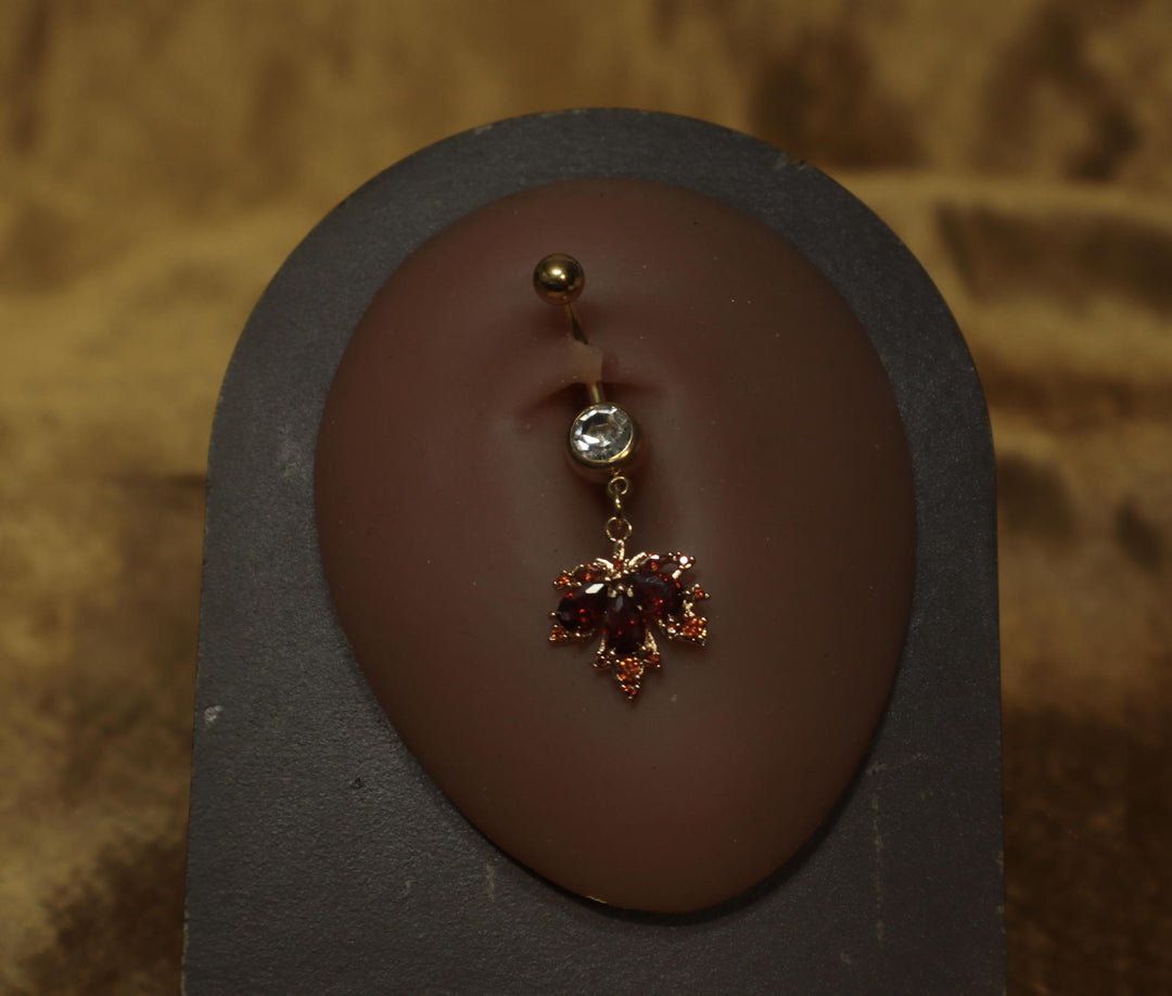 Stylish Fall Leaf Color Belly Button Ring