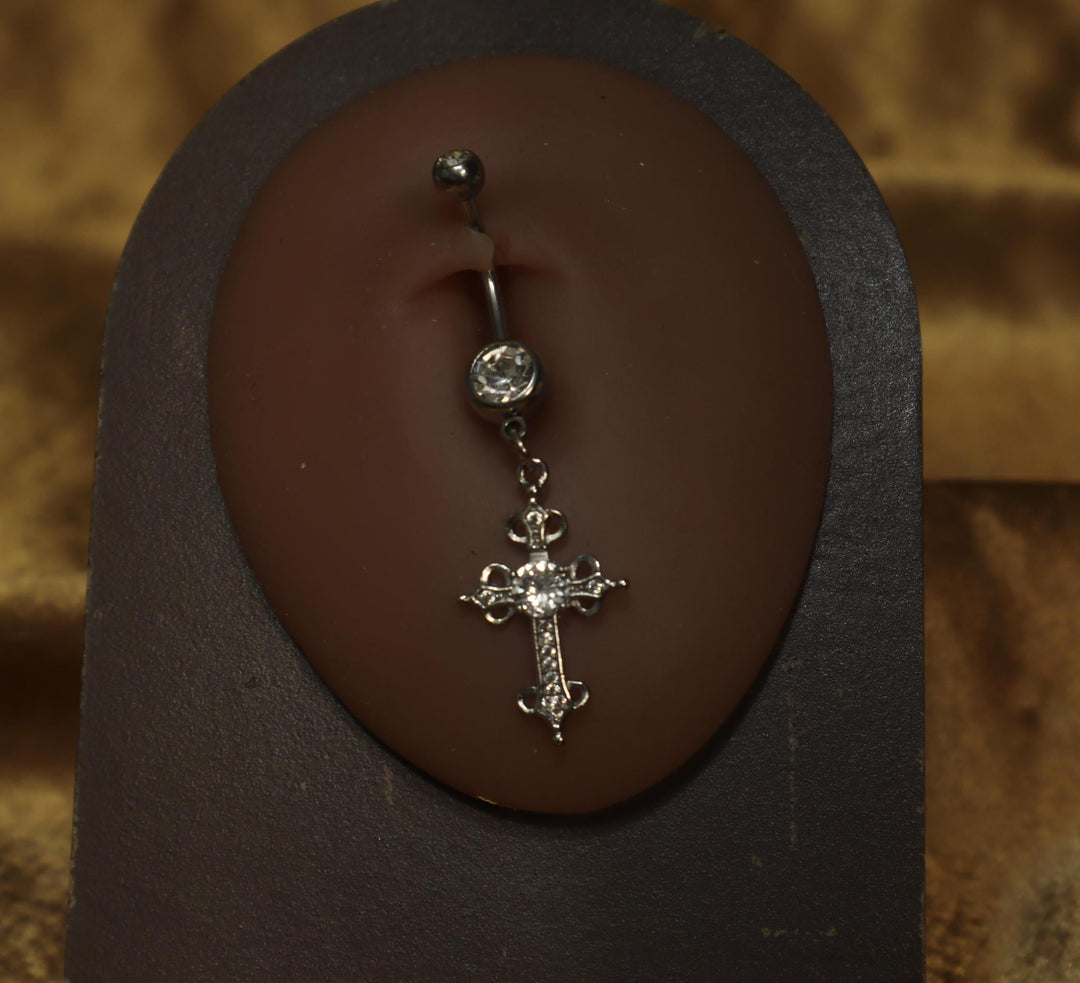 Edgy Goth Cross Belly Button Ring - YoniDa'Punani