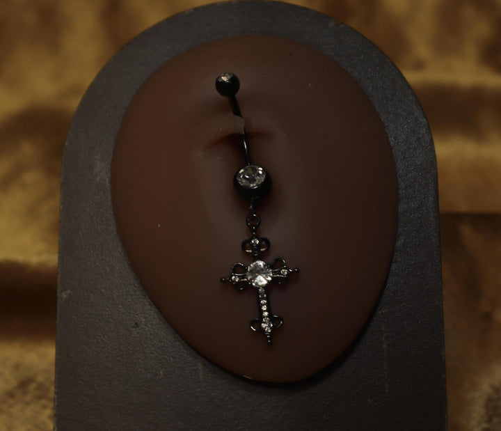 Edgy Goth Cross Belly Button Ring - YoniDa'Punani