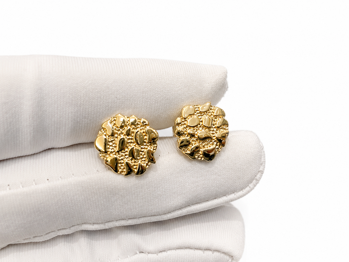 18K Gold Textured Nugget Earrings