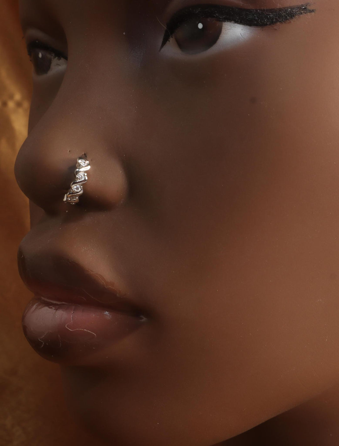 Steel Silver Five Gem Nose Hoop Body Jewelry