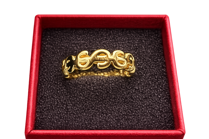 18K Gold Cash Money Symbol Wrap Band Ring