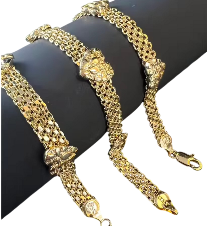 18K Gold Textured Heart Nugget Bracelet
