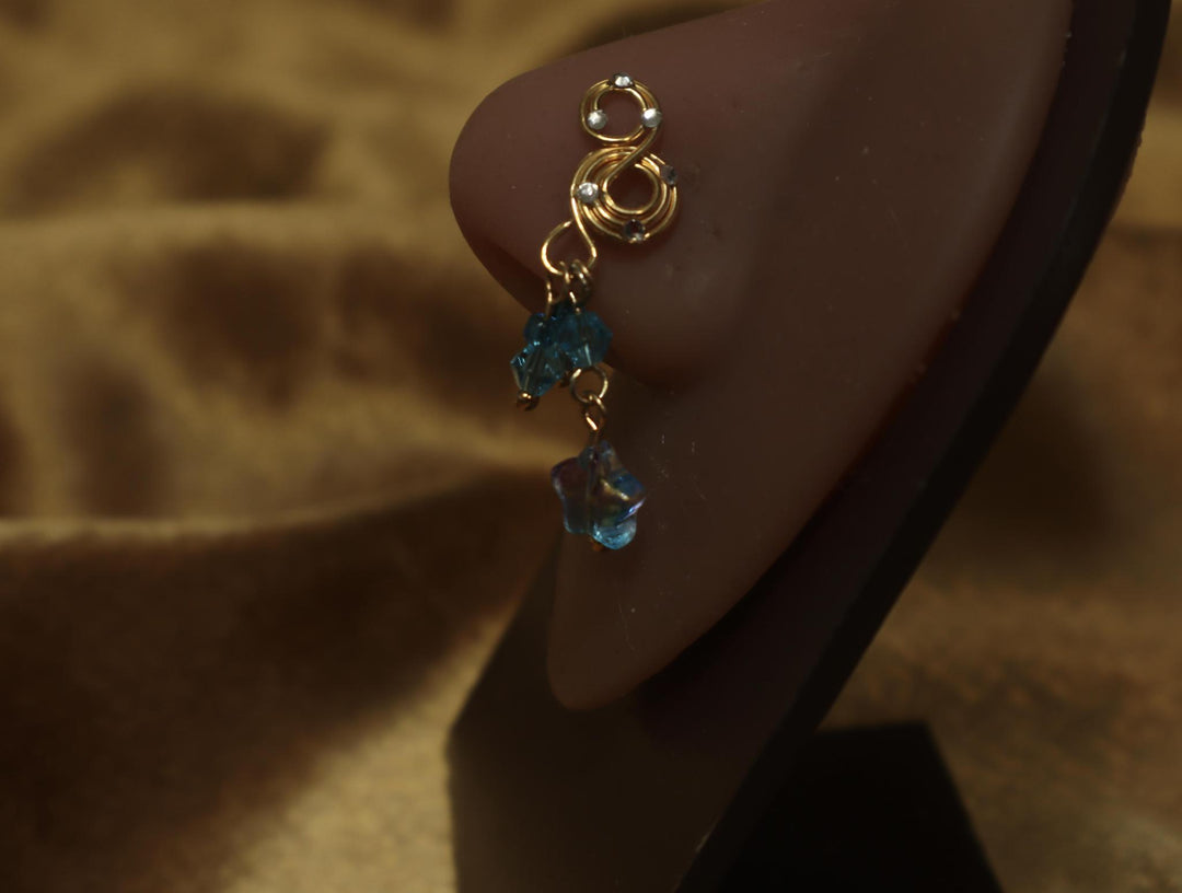 Two Swirl Top Wire with Dangle Blue and Dangle Star Charm