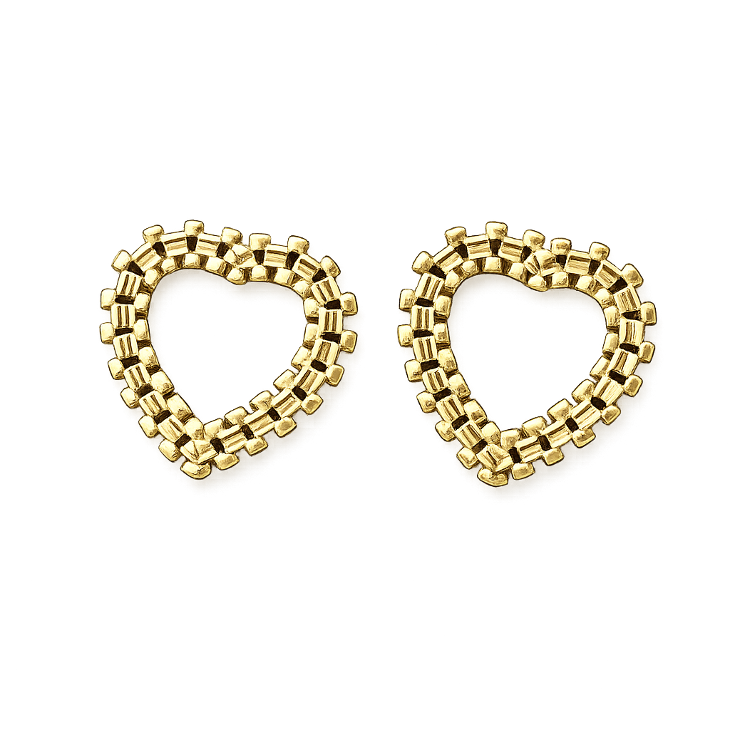 18K Gold Statement Open Heart Earrings
