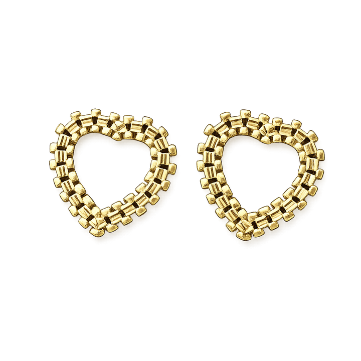 18K Gold Statement Open Heart Earrings