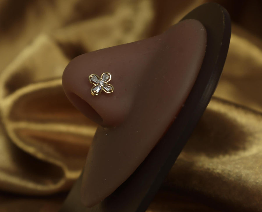 Flower Shape Gem CZ Nose Stud - YoniDa'Punani