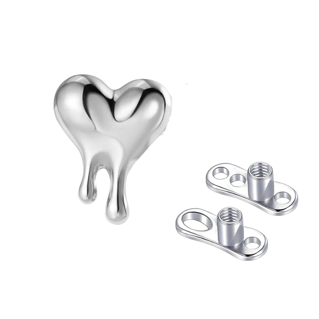 Gothic Dripping Heart Titanium Dermal Anchor - YoniDa'Punani