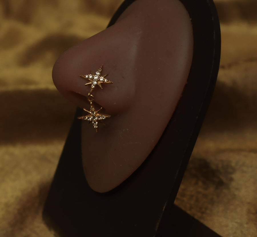 Minimalist Double Star Nose Stud - YoniDa'Punani