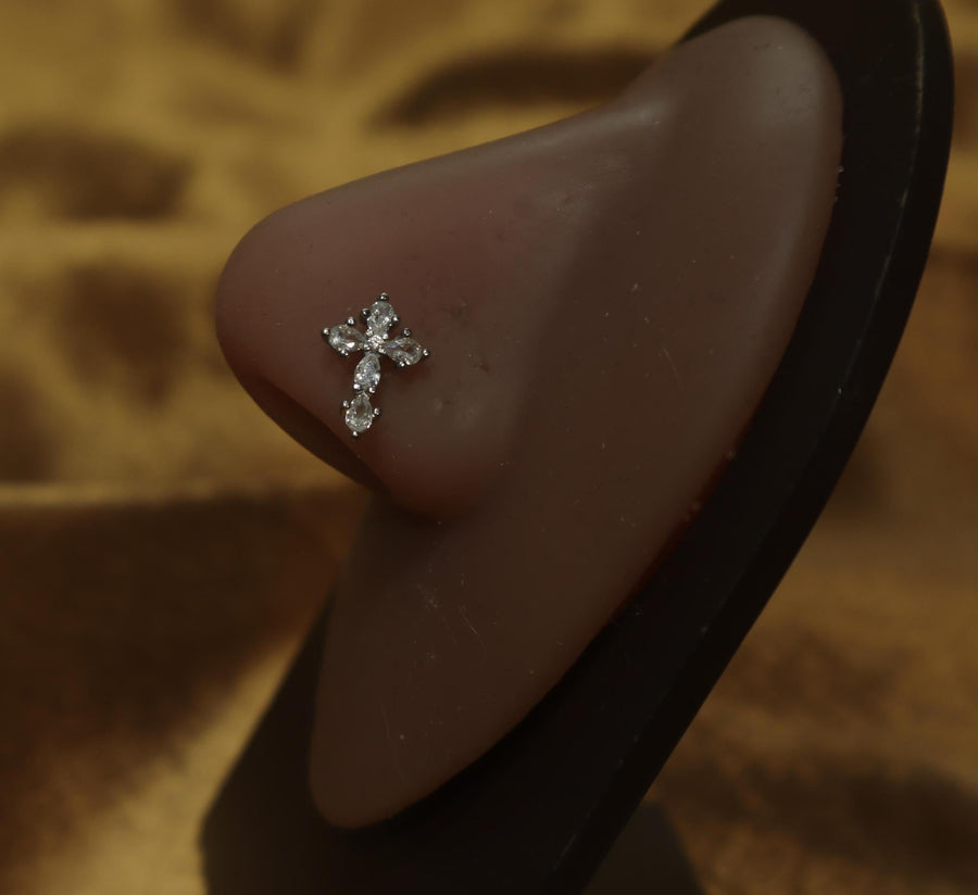 Minimalist Gothic Cross Tiny Nose Stud - YoniDa'Punani