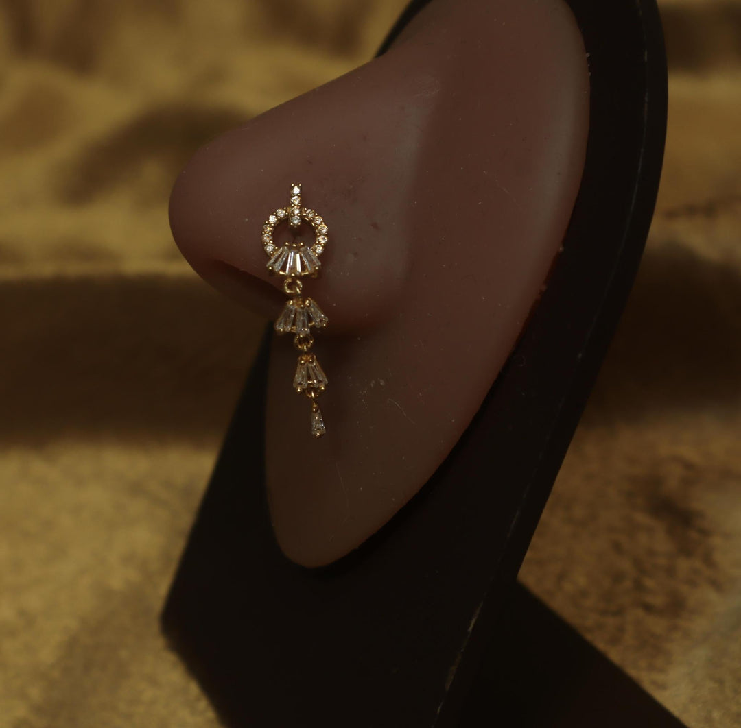 Sparkling Drop Dangle Gem Nose Stud - YoniDa'Punani