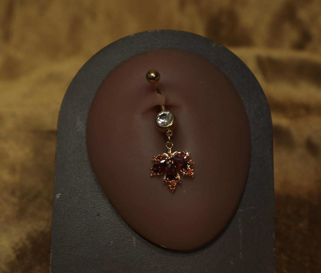 Stylish Fall Leaf Color Belly Button Ring - YoniDa'Punani