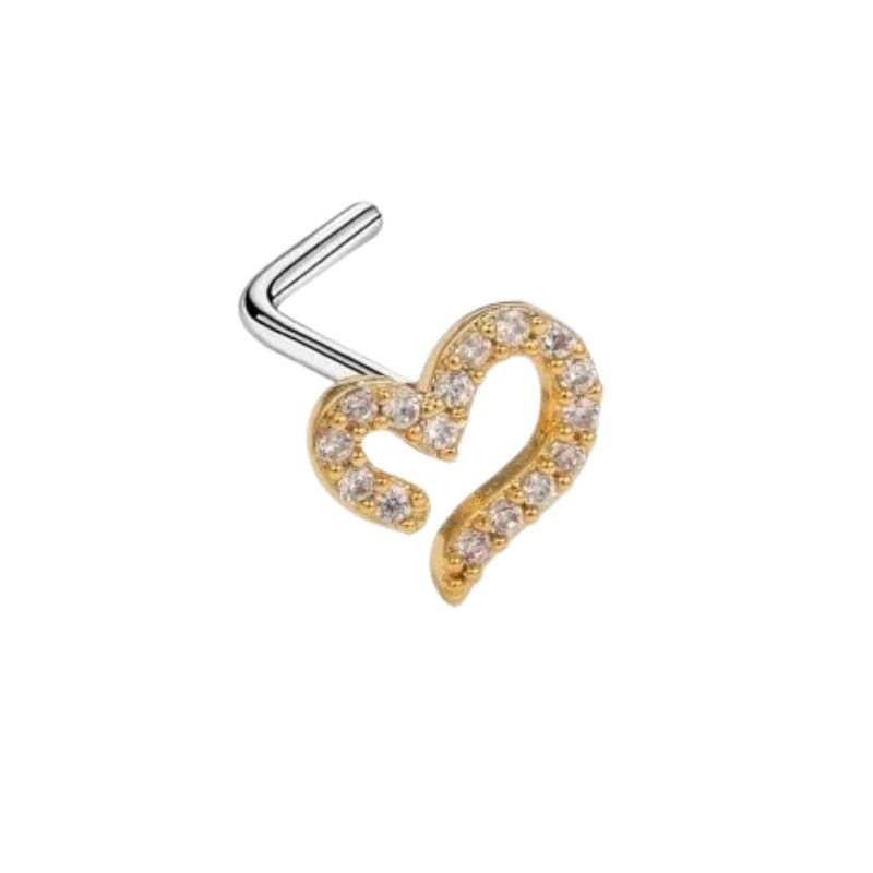 Y2K 20G CURVE HEART NOSE STUD PIERCING - YoniDa'Punani