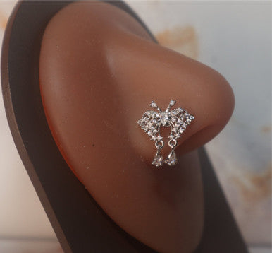 Kumasi Dangling Gem Nose Stud Piercing - YoniDa'Punani