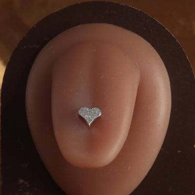 14G Steel Sparkle Heart Tongue ring barbell piercing - YoniDa'Punani